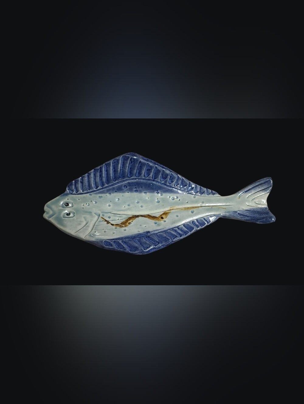 Shearwater Pottery Flounder Fish Decorated by Pat Anderson Triple Marked